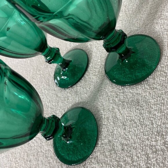 Vintage Libbey Glass Duratuff Gibraltar Juniper Green Water Goblets Set Of 3 - Picture 7 of 11